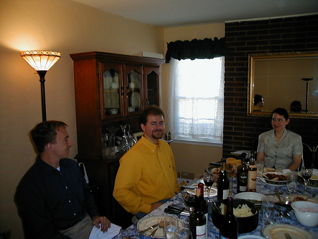 Celebrating Thanksgiving with Jackie's friend Dave Rudy, Steve and Jackie at Jackie and Steve's home in Redwood City