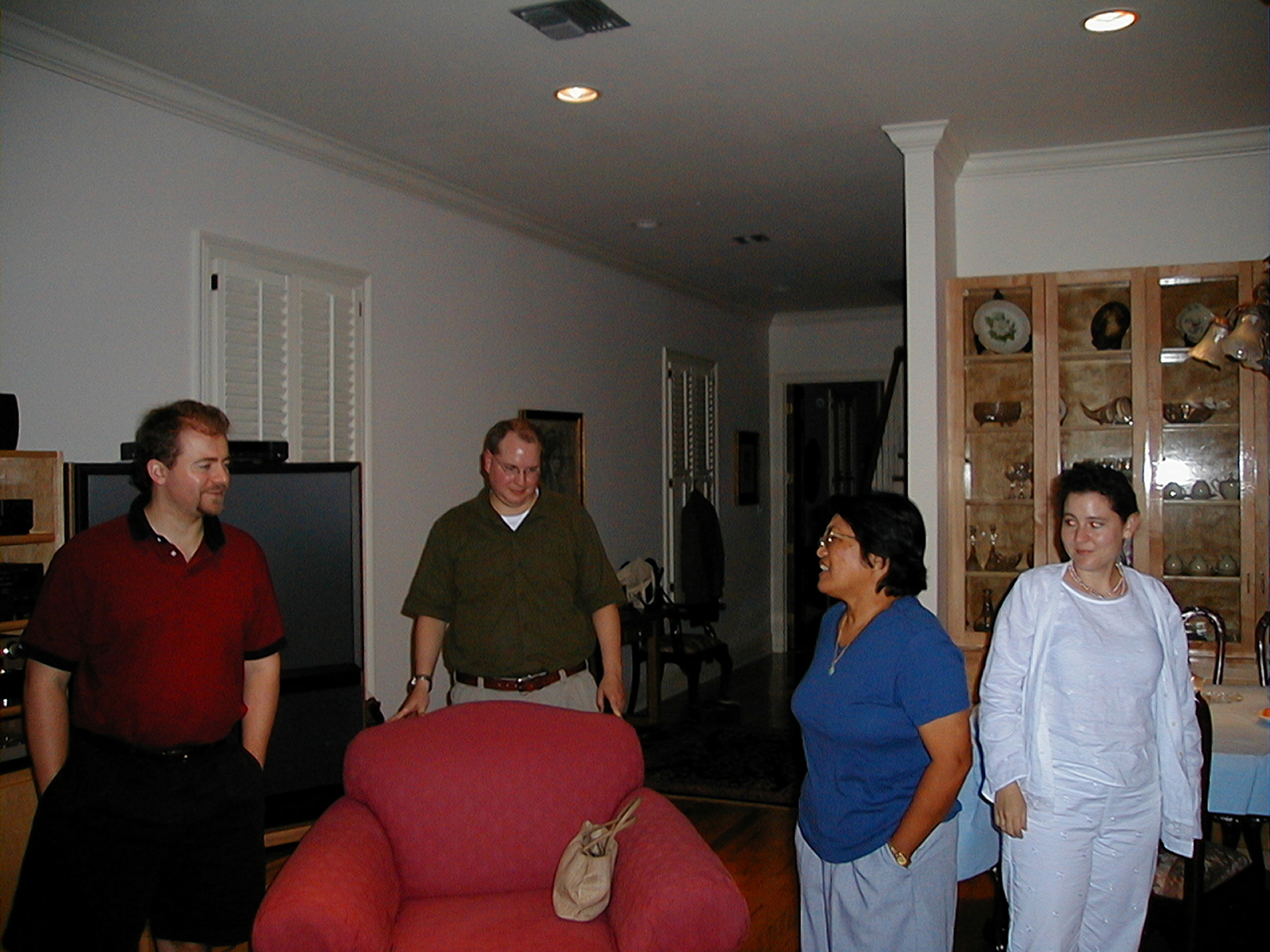 Steve and Marc and Gai and Jackie visiting in Mom's living room in her townhouse in River Ranch