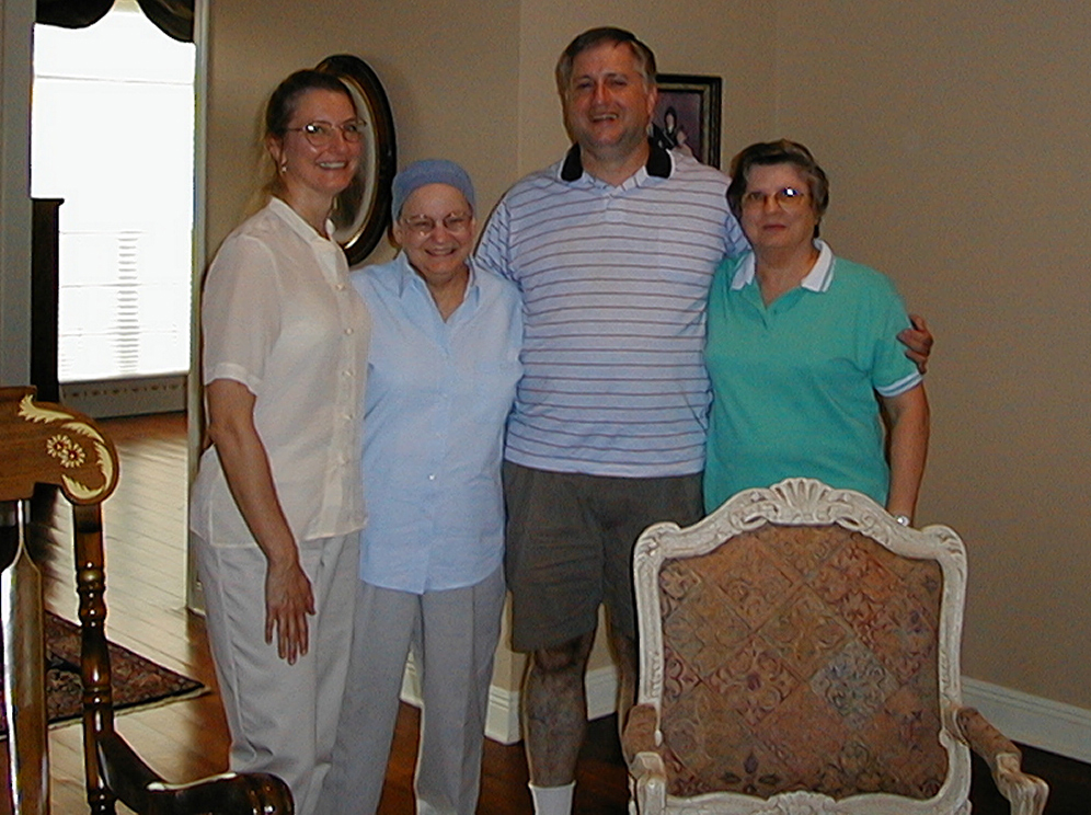Mary Anne, Mom, John Dempsey, and Aunt Dory in Mom's living room
