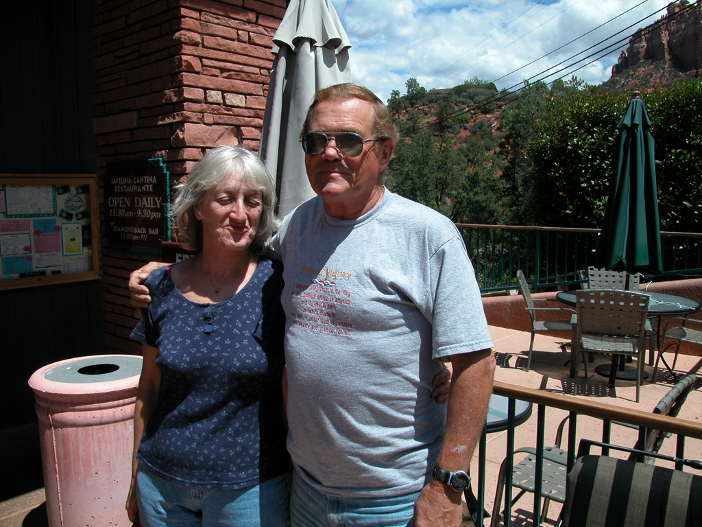 Lynne and Uncle Bill in front of JAVELINA CANTINA in Sedona