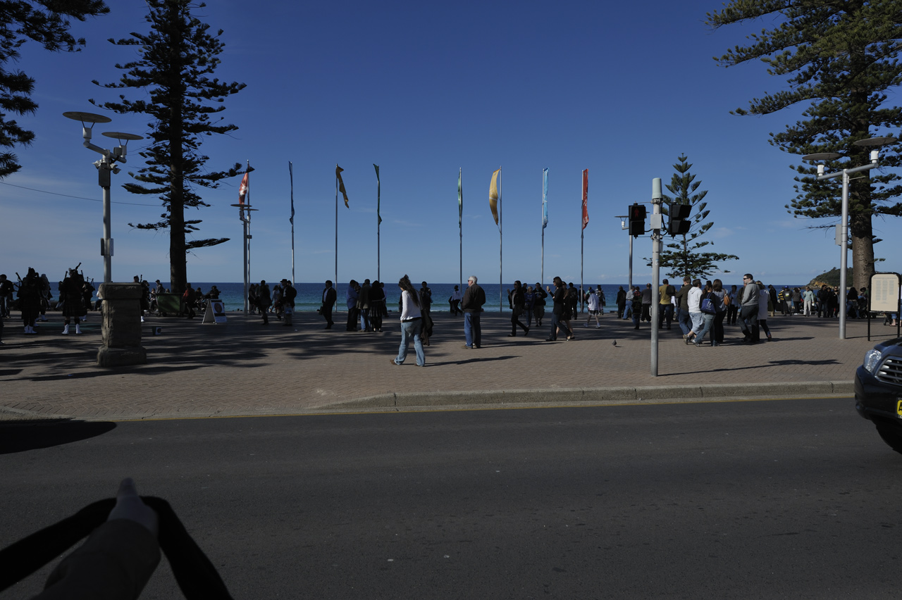A view of Manly Beach from across the street