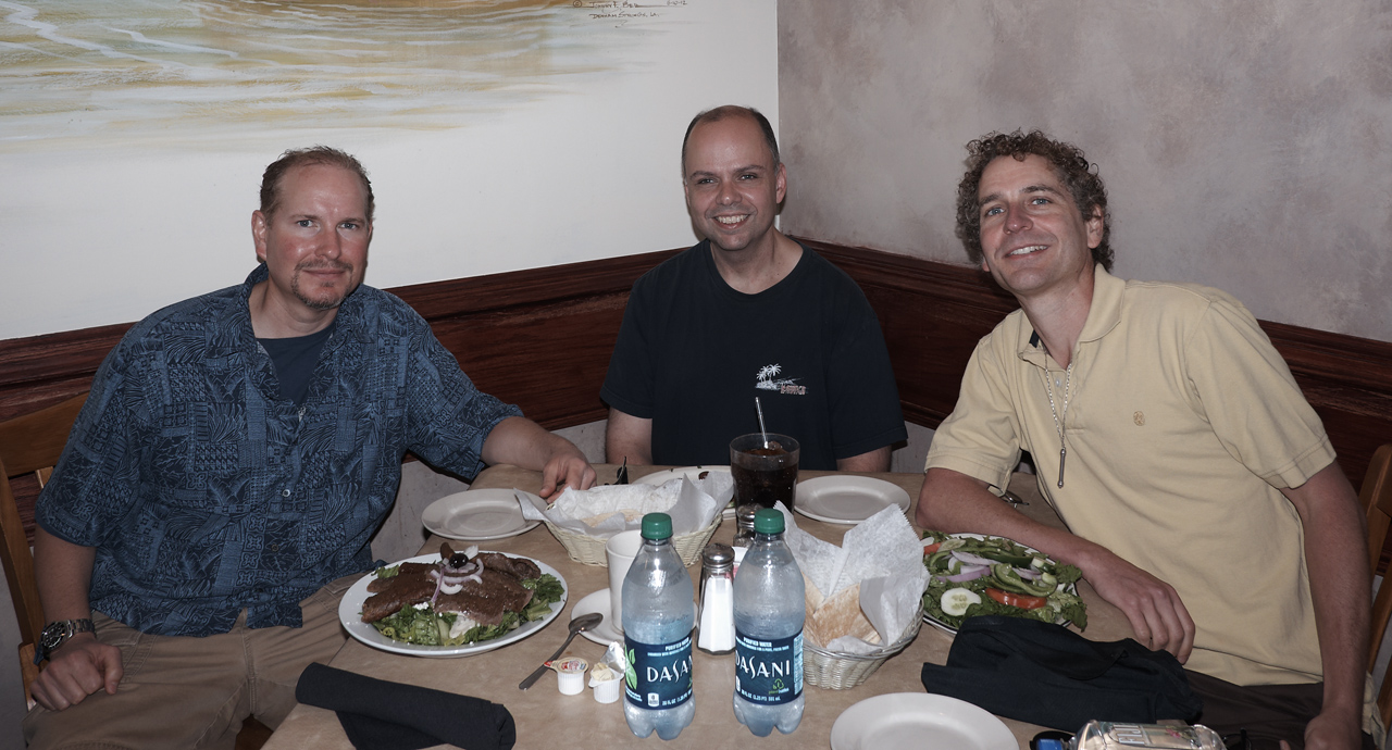 Marc, Mike, and me eating lunch at ALABASHA'S® restaurant in Baton Rouge
