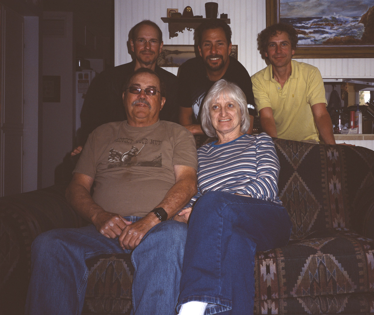 Tom, Lynne, Marc, Uncle Bill, and me in Uncle Bill and Lynne's living room