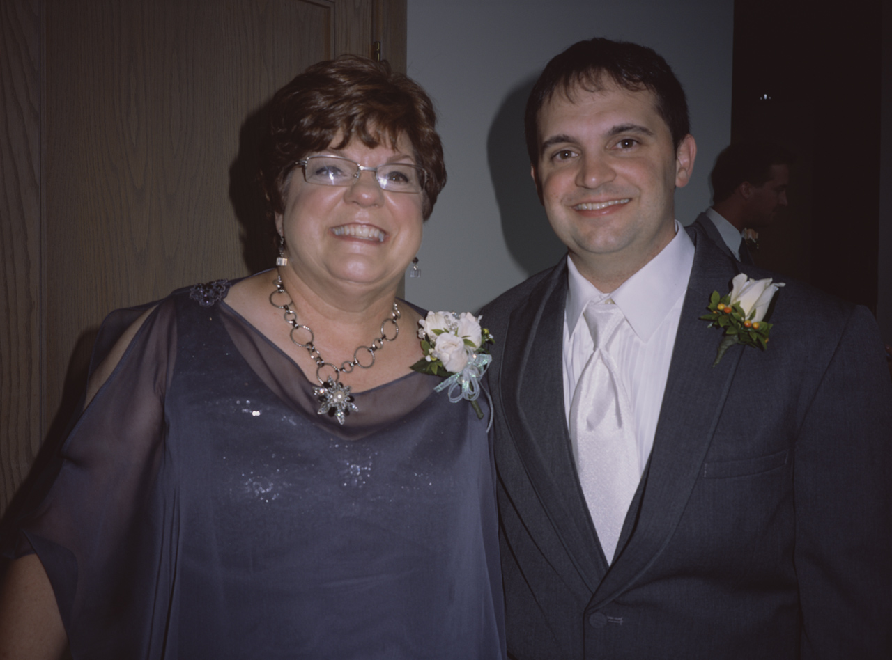 Julie and her son Eric before Eric and Emily's Wedding at Saint Edmond's Church