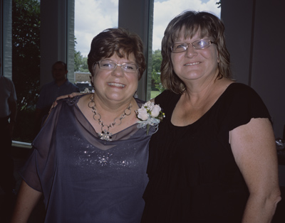 Julie and her friend Pearl before the Wedding at Saint Edmond's Church
