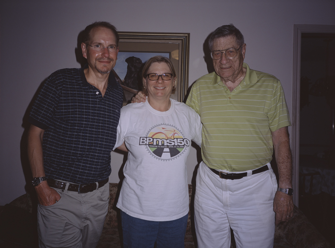 Marc, Susie, and Uncle Jimmy in Uncle Jimmy's living room