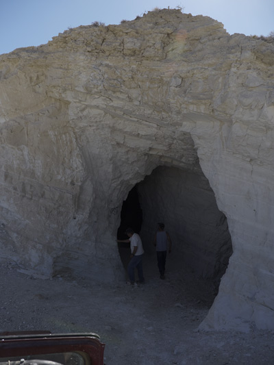 Uncle Bill and Tom exploring the pumice mine in El Paso Monutains Wilderness