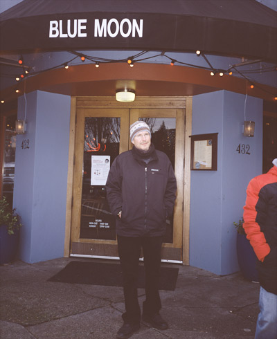 Marc standing outside the front door to BLUE MOON CAFE after lunch