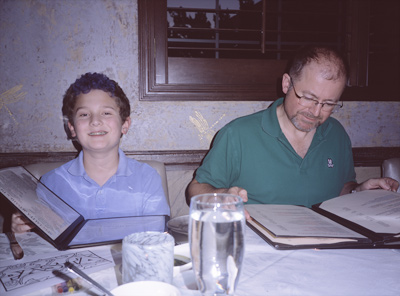 John and Steve looking at the menu at DAHL & DiLUCA Italian restaurant