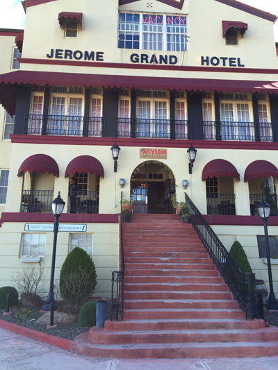 The front entrance to the JEROME GRAND HOTEL and ASYLUM Restaurant