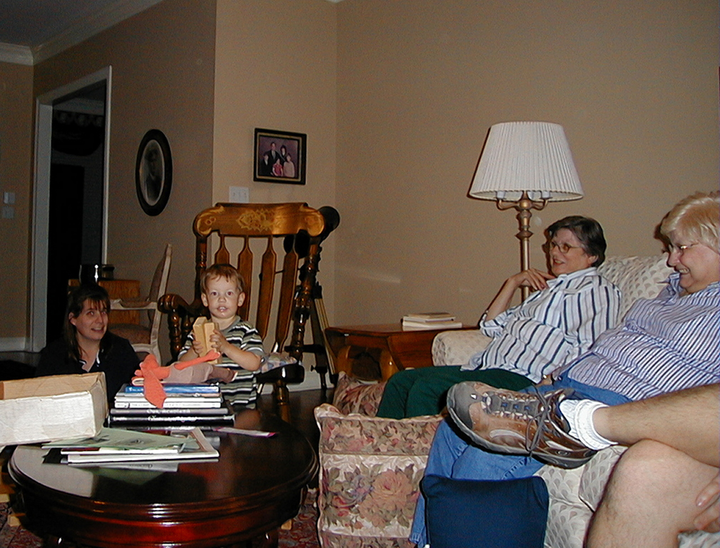 Rochelle, Miles, Aunt Dory, and Mom in Mom's living room