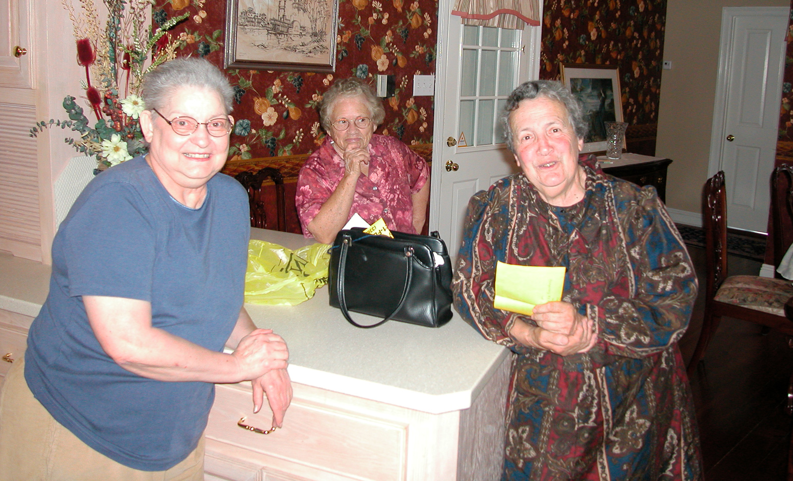 Mom, Sister Jeanette, and her friend Irene in Mom's kitchen